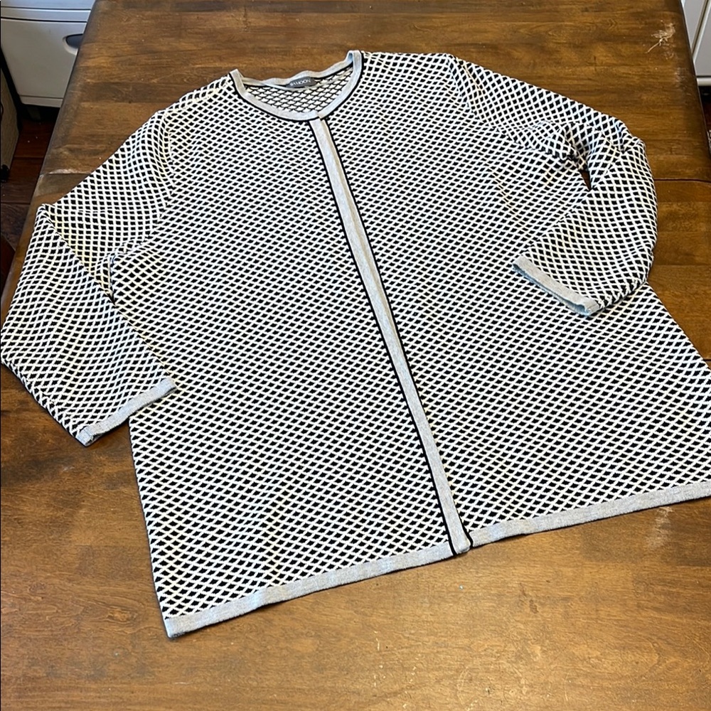 🌸Samoon - Black and White knit long cotton blend Cardigan